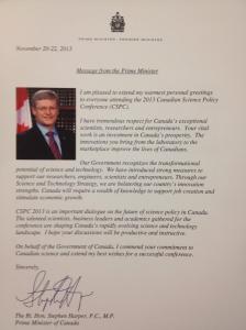 Letter from the Prime Minister to CSPC delegates